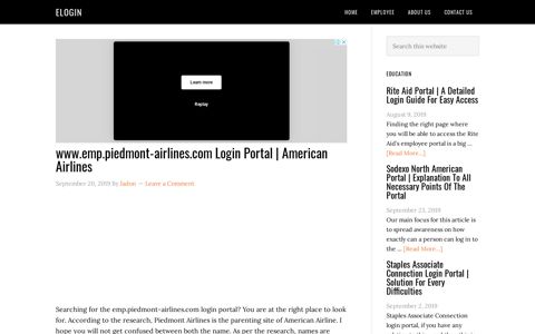 www.emp.piedmont-airlines.com Login Portal | American ...