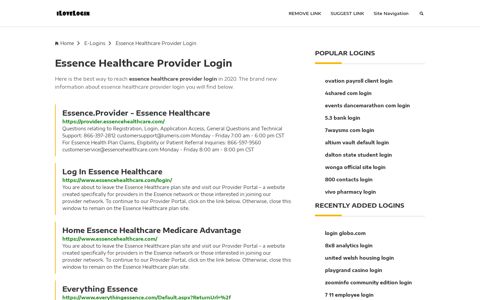 Essence Healthcare Provider Login ❤️ One Click Access