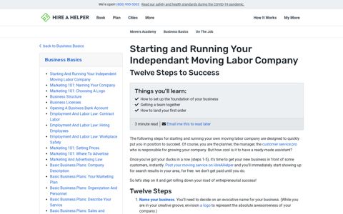 Starting and Running Your Independant Moving Labor ...