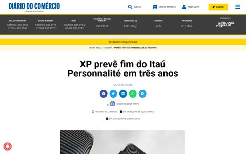 XP prevê fim do Itaú Personnalité em três anos - Diário do ...