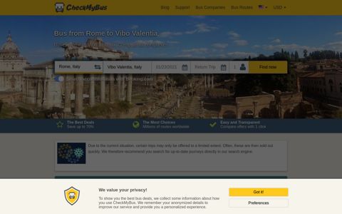 Rome - Vibo Valentia Bus: Find Cheap tickets | CheckMyBus