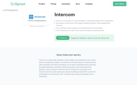 Intercom Livechat Integration · Segment