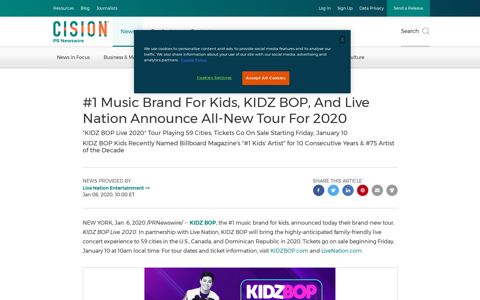 #1 Music Brand For Kids, KIDZ BOP, And Live Nation ...