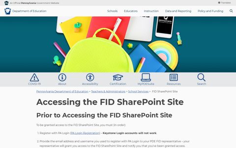 FID SharePoint Site - Pennsylvania Department of Education