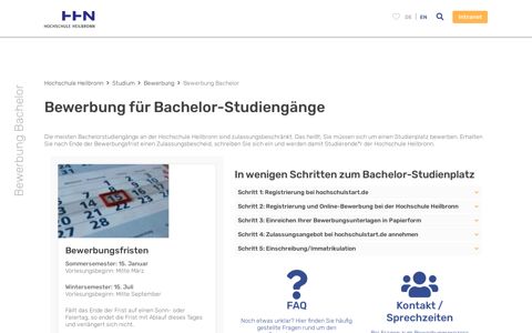 Bewerbung Bachelor - Hochschule Heilbronn
