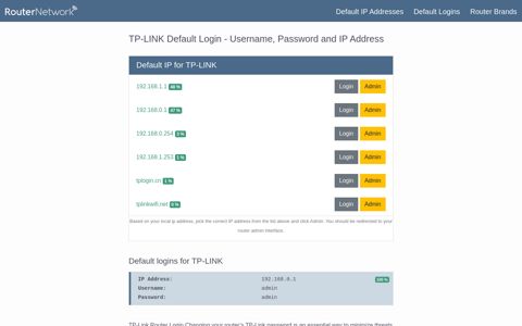 TP-Link Router Login - Router Network