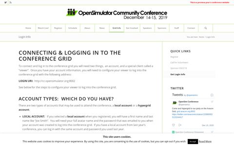 Login Info | Opensimulator Community Conference 2019