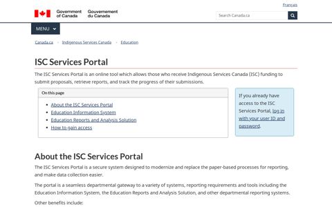 ISC Services Portal - Canada.ca