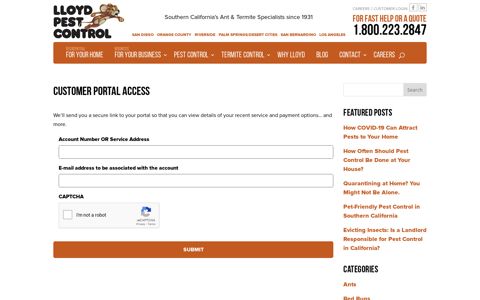 Customer Portal Access | Lloyd Pest Control