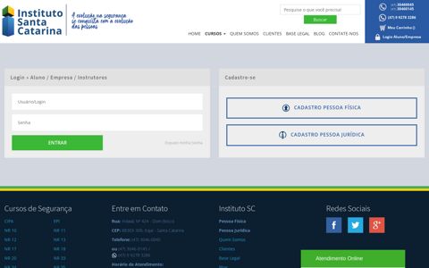 Login/Cadastro | InstitutoSC - Instituto Santa Catarina