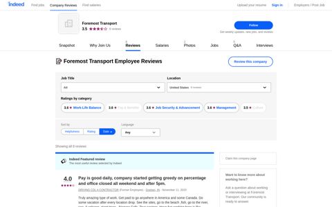 Working at Foremost Transport: Employee Reviews | Indeed ...