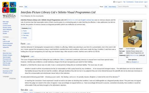 Interfoto Picture Library Ltd v Stiletto Visual ... - Wikipedia