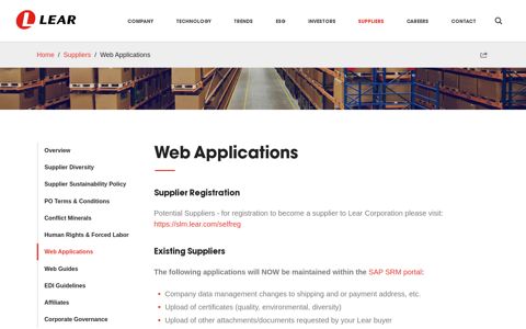 Web Applications | Suppliers | Lear Corporation