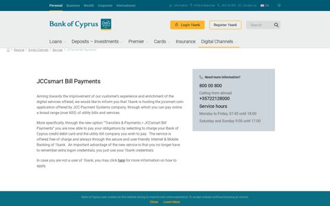 JCCsmart Bill Payments - Bank of Cyprus