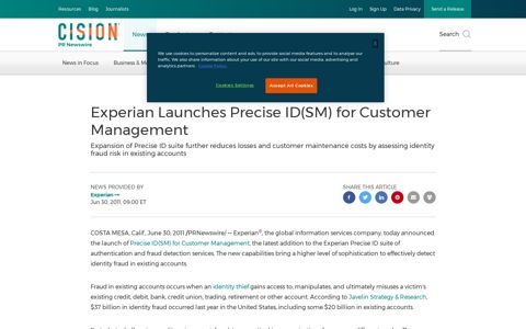 Experian Launches Precise ID(SM) for Customer Management