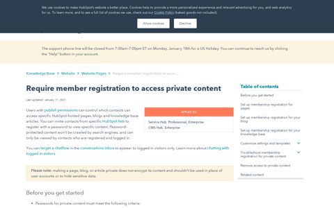Require member registration to access private content