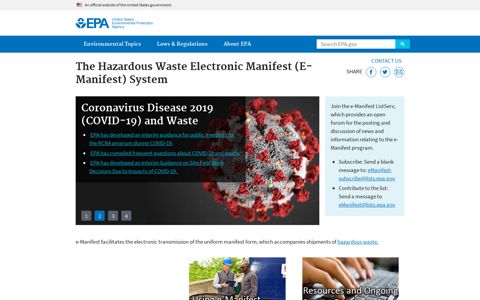 The Hazardous Waste Electronic Manifest (E-Manifest ... - EPA