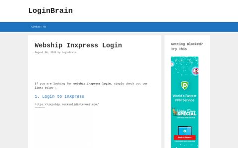 Webship Inxpress - Login To Inxpress - LoginBrain