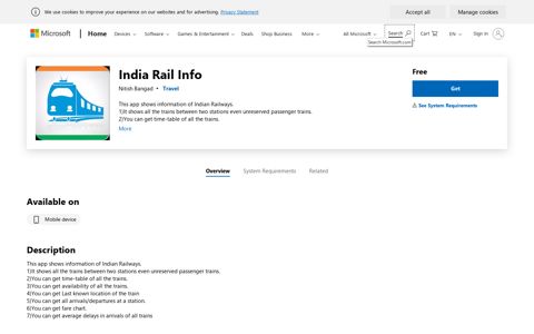 Get India Rail Info - Microsoft Store