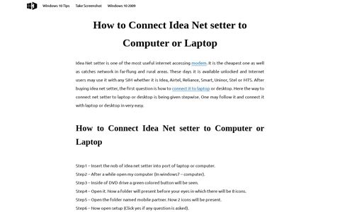 How to Connect Idea Net setter to Computer or Laptop