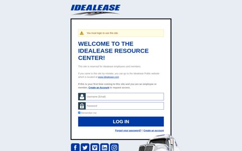 Idealease Resource Center: Log in