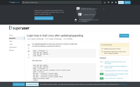 Login loop in Kali Linux after updating/upgrading - Super User