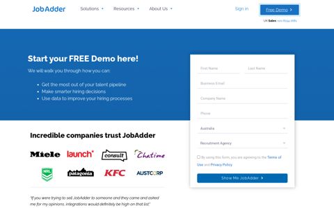 Free Demo - JobAdder