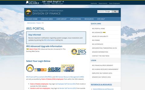 IRIS Portal - Alaska Department of Administration - State of ...