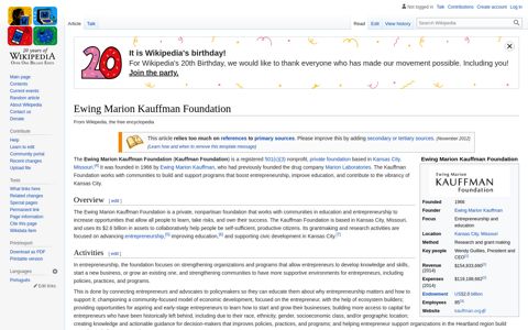 Ewing Marion Kauffman Foundation - Wikipedia