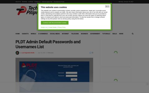 PLDT Admin Default Passwords and Usernames List - Tech ...