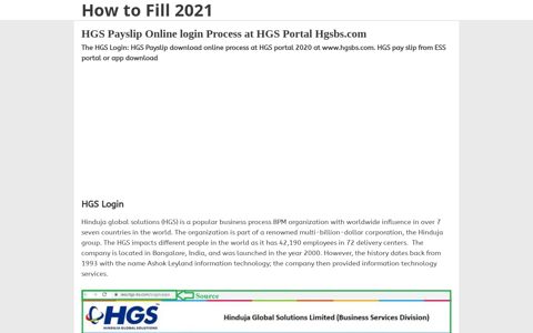 HGS Payslip Online login Process at HGS Portal Hgsbs.com