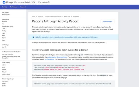 Reports API: Login Activity Report | Google Developers