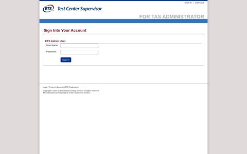 Supervisor's Web Site -- Admin Login - test center supervisors