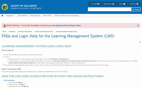 FAQs and Login Help for the Learning Management System ...