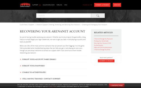 Recovering Your ArenaNet Account – Guild Wars 2 Support