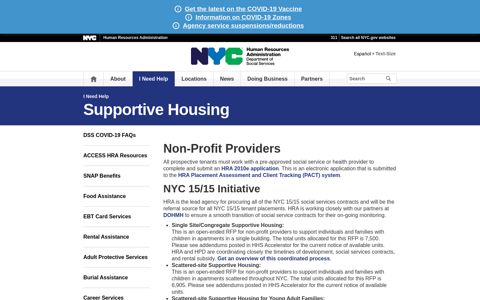 Supportive Housing Providers - HRA - NYC.gov