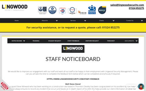 Notice Board - Lingwood Security