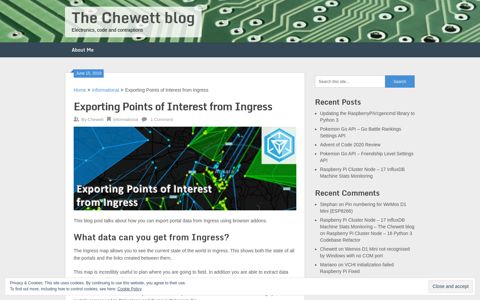 Exporting Points of Interest from Ingress – The Chewett blog