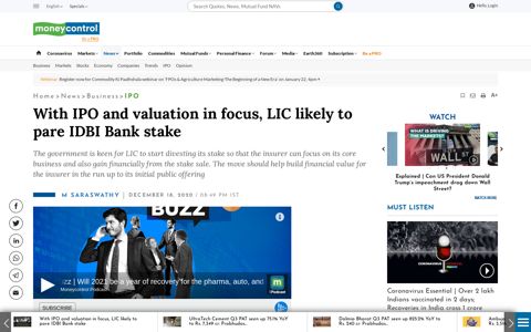 With IPO And Valuation In Focus, LIC Likely To Pare IDBI ...