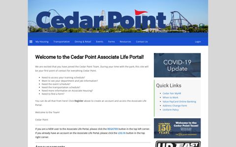 Cedar Point Associate Life Portal - Home