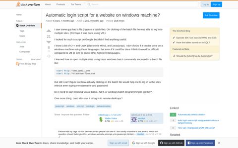 Automatic login script for a website on windows machine ...
