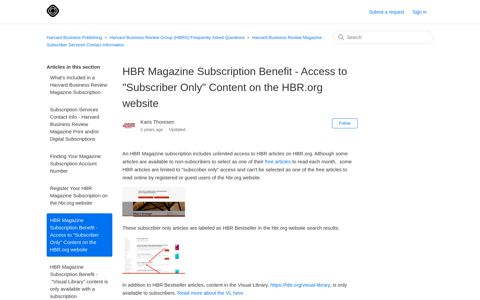 HBR Magazine Subscription Benefit - Access to "Subscriber ...