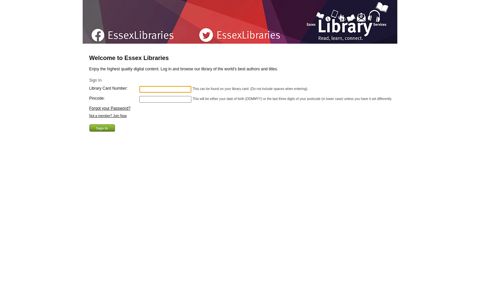 Essex Libraries - Login - BorrowBox
