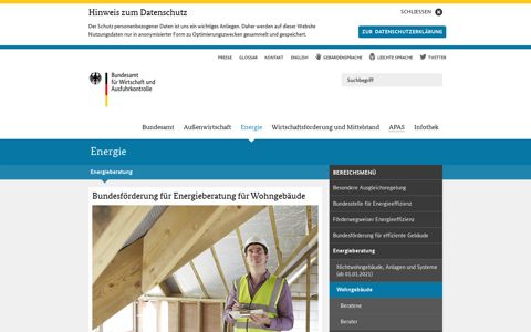 Bundesförderung für Energieberatung für Wohngebäude - BAFA