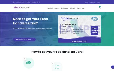 eFoodHandlers® | Food Handlers | Get your Card