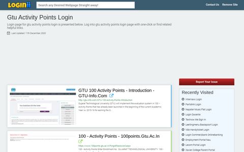 Gtu Activity Points Login - Loginii.com