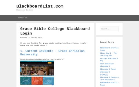 Grace Bible College Blackboard Login - BlackboardList.Com