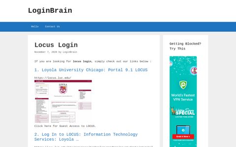 Locus - Loyola University Chicago: Portal 9.1 Locus - LoginBrain