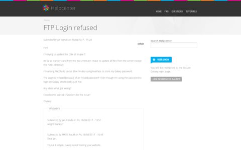 FTP Login refused | Helpcenter