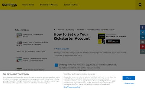 How to Set up Your Kickstarter Account - dummies